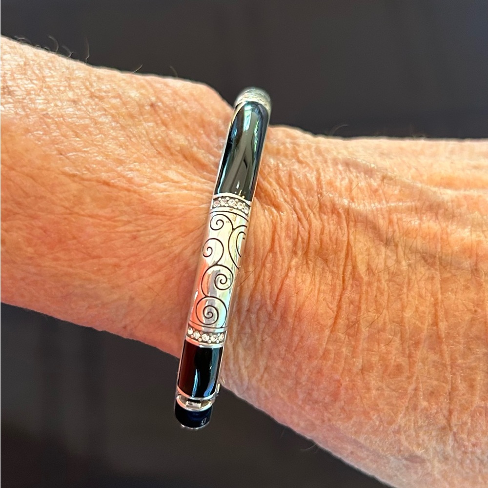Brighton Walter collection hinged bracelet, black/silver tone